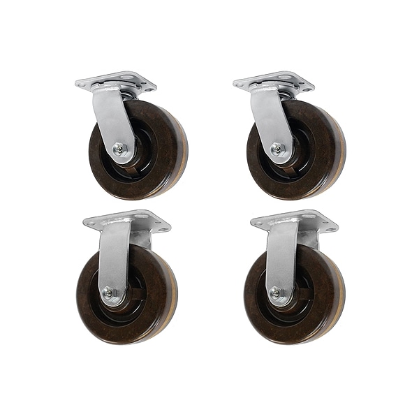 5"x2" High Temp. Phenolic Wheel, 2 Swivel And 2 Rigid, 2,400 Cap, PK4